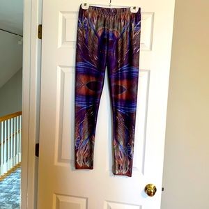 Multi Colored Peacock Print Leggings